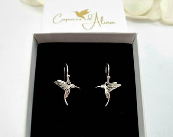 Orecchini Pendenti Celtico Colibrì In Argento Sterling 925 - Donna, Con Catena Irlandese
