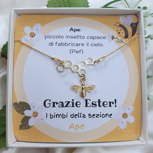 Personalizzato Bumble Bee Citazione Collana Sterling Argento/Oro/Rose Gold Bee Honeycomb, Summer Dainty Boho Bee Jewelry, Friend BFF Teacher Gift