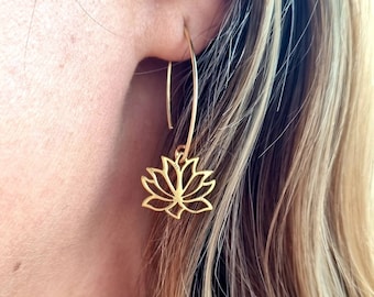 Lotus Earrings For Women, Lotus Flower Jewelry, Rose Gold Sterling Silver, Flower Girl Proposal,Yoga Best Friend Birthday Mom Christmas Gift