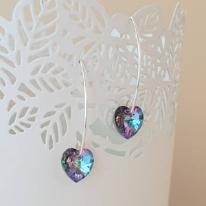 RAINBOW Vitrail Light SWAROVSKI Crystals HEARTS - Silver 925 : Necklace , Earrings. Handmade. For Mom/ your Loved /Friend