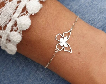 Bracciale Farfalla Per Donne Per Ragazze In Argento Sterling, Delicata Collana Di Fascino Minimalista Delicata Semplice, Regalo Di Gioielli Di Natale Per Amiche Della Mamma