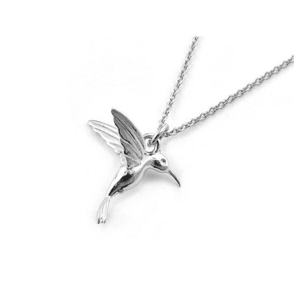 Collier Colibri en argent sterling 925 ou plaqué or rose ~ Collier colibri ~ Fait main en Italie ~ Cadeau d'anniversaire pour la fête des mères pour maman BFF