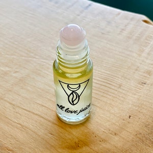 All Love Juice ~ Crystal Infused Rose Quartz Essential Oil Roller Ball with Aromatherapy Essential Oils | Chakra Oil