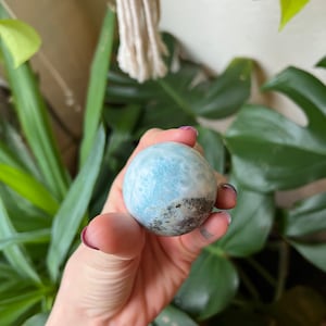 Larimar Crystal Ball Sphere - Polished Crystal - Dominican Republic - Throat Chakra - Rare Stone - Amazing Piece with Beautiful Color