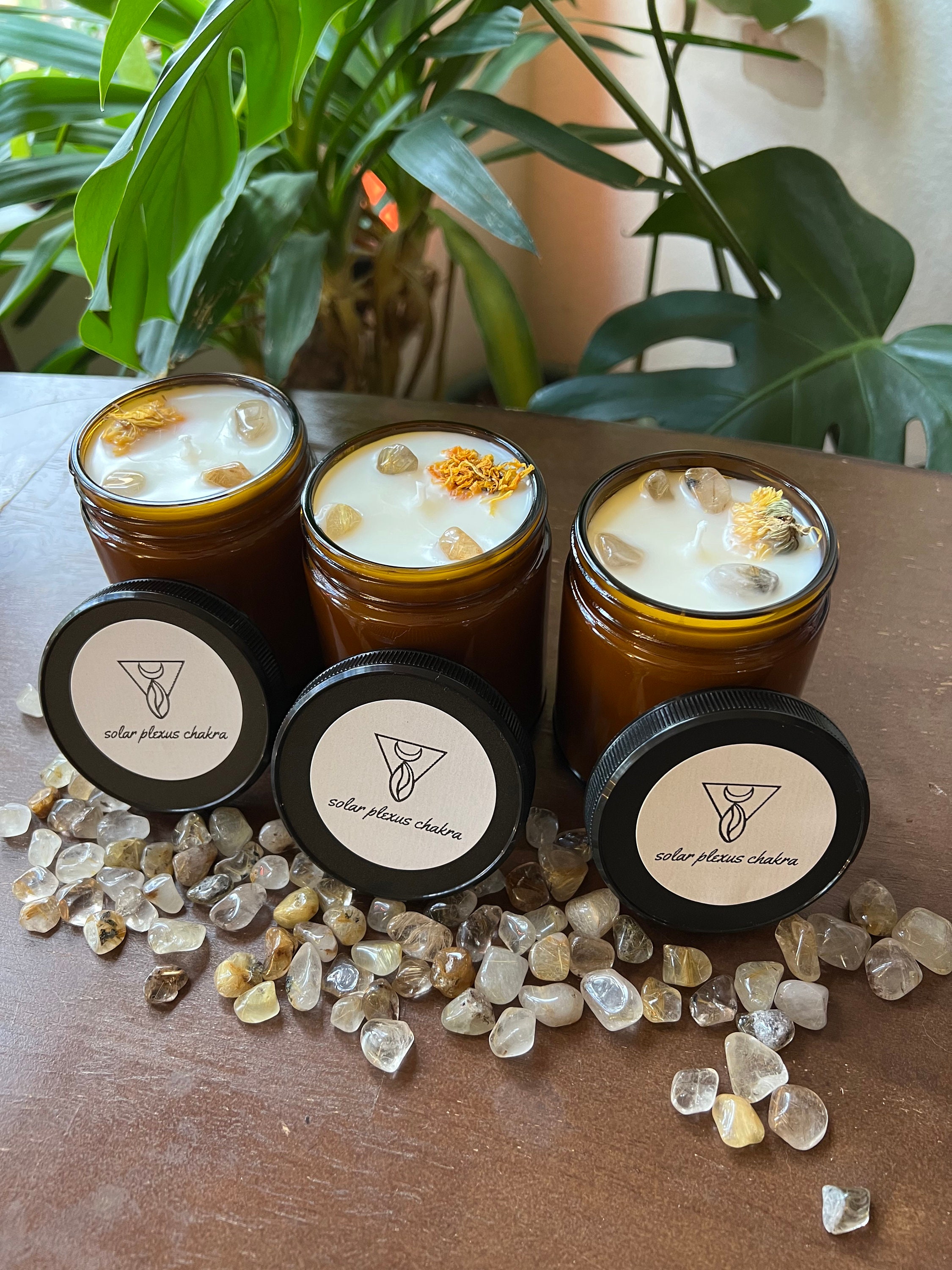 Solar Plexus Chakra Crystal Elixir Essential Oil Soy and Coconut Wax ...