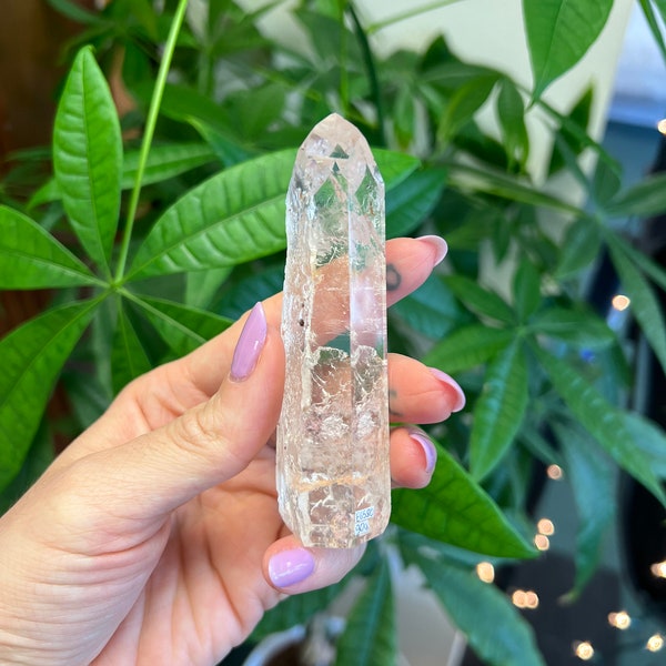 Inclusion Clear Quartz Lemurian with Kaolinite and Iron Crystal Tower - Problem Solving, Protection, Meditation, Healing, Communication