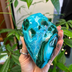 Malacholla Chrysocolla and Malachite Crystal - Tumbled  - Meditation - Heart and Throat Chakra - Healing - Protection, Emotional Trauma