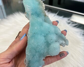 Raro esemplare grezzo di aragonite blu - Gioia, Consapevolezza psichica, Guarigione emotiva, Gioia per la vita, Chakra del cuore della gola e del terzo occhio, Mente superiore