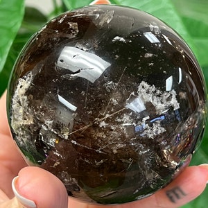 Golden Rutile in Smoky Quartz Lodolite Crystal Sphere - Inclusion Quartz - Manifestation - Confidence - Grounding - Protection - Intention