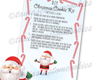 Printable DIY Christmas Cookie Kit 3.5 x 5 inch Instruction Cards