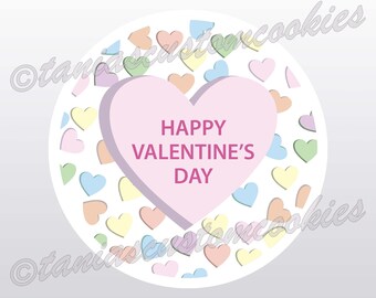 Etiquetas circulares imprimibles de 2” para el Día de San Valentín, etiquetas de corazones de conversación, etiquetas de corazones de caramelo, empaques para galletas