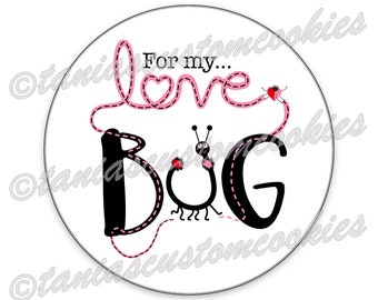 Etiquetas circulares imprimibles Love Bug de 2 pulgadas para regalo de San Valentín, empaques para galletas