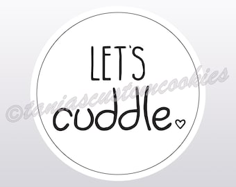 Etiquetas circulares de 2" imprimibles para el Día de San Valentín "Vamos a abrazarnos" Etiquetas para regalo de San Valentín