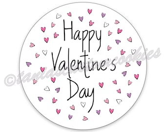 Etiquetas circulares imprimibles de 2” para San Valentín Etiquetas para regalos de San Valentín Etiquetas para galletas de San Valentín Etiquetas con forma de corazón pequeño para San Valentín