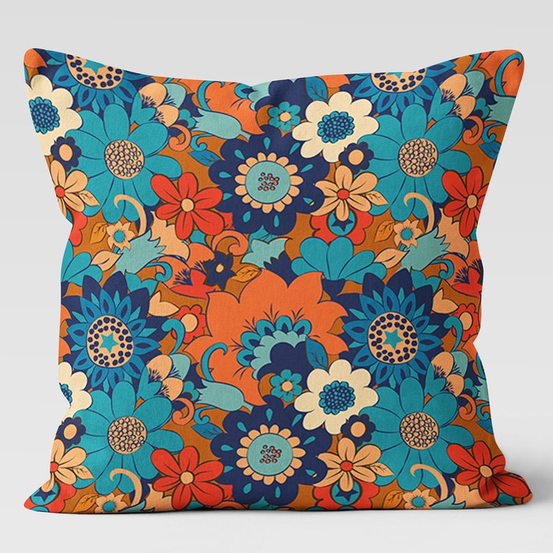 70s Cushion70s Pillowfloral Cushionfloral Pillow70s Throw Etsy