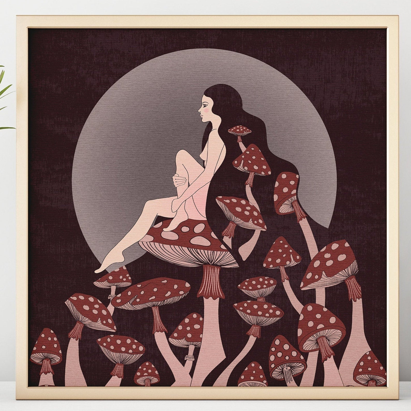 Mushroom Art-70s Wall Art-Boho Wall Art-Mushroom Wall | Etsy