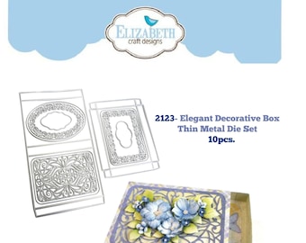Moldes de corte de metal para caixa decorativa elegante por Elizabeth Craft Designs, estêncil de cortadores de papel rosa noturno para scrapbooking, cartões DIY, artesanato