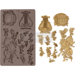 Musical Journey Vintage Art Decor Silicone Mould by Prima Re Design, Mold for Clay Resin, Soap, Cake Decor Food safe mould,Furniture upcycle