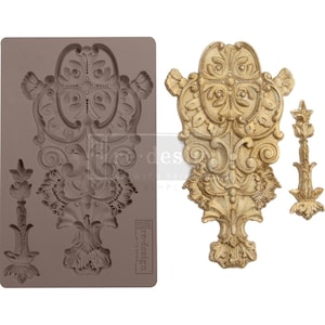 Golden Emblem Prima Re-Design Vintage Art Decor Silicone Mould for Clay, Resin, Soap, Cake Candy Food safe decor mold, Furniture up cycle