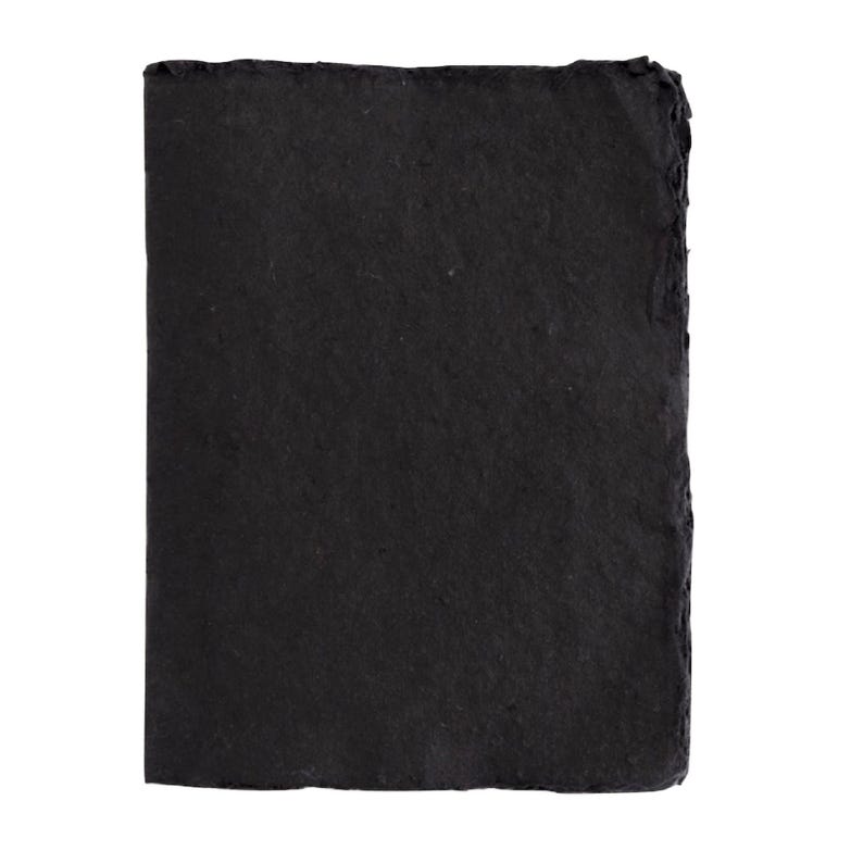 Stor handgjord konstjournal med svarta sidor, Lamali Liasse Noir bomullsskissbok, unik ekopresent till konstnär 7,5" x 10" tom bok bild 3