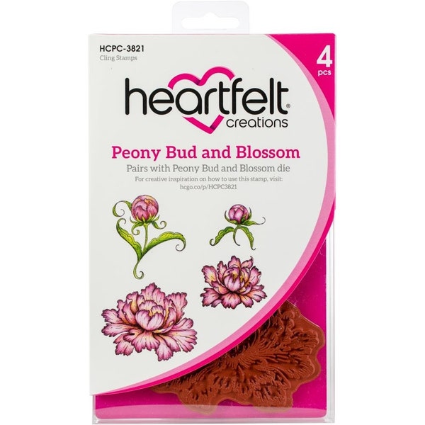 Peony Bud and Blossom Cling Stamp Set by Heartfelt Creations, DIY paper flowers bouquet, Paper crafts scrapbooking card making supplies