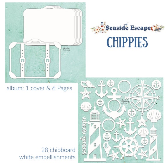 Seaside Escape Scrapbooking Collection Die Cuts & Sticker Chipboard  Elements by Mintay, Sea Beach Ocean DIY Paper Crafts Card Album Supplies 