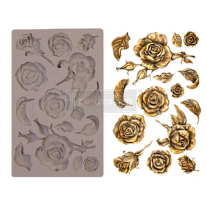 Fragrant Roses Vintage Art Decor Mould by Prima Re-Design, Mold for Clay, Resin, Soap, Cake decor Food safe, Furniture renovation recycle
