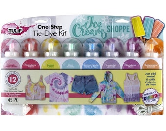 Tulip Tie Dye Kit - Ice Cream Shoppe 45pg, DIY Tie-Dye Mode-Accessoires, Stofffarben die kit Familienfest Handwerk Aktivitäten Pastell Ice Dye