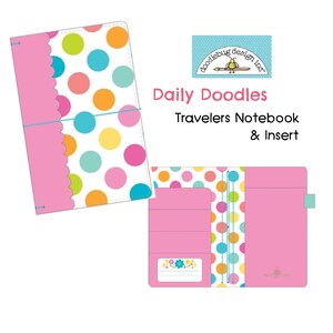 Lots o' Dots Doodlebug 詰め替え可能なトラベルプランナー&ノートブックインサート、拡張可能なトラベラーズジャーナルギフトキット、4つのゴムバンドとポケット付き
