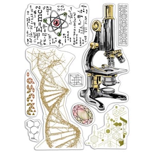 Science Medicine DNA Juegos de sellos transparentes para manualidades de papel de Ciao Bella Colección de álbumes de recortes Juegos de sellos, sellos para tarjetas Junk Journal DIY