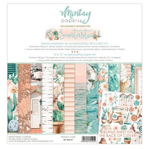 Colección de Scrapbooking Suntastic de Mintay Bloc de papel Adhesivos de doble cara y cartón, Ilustraciones de vacaciones de verano en Italia Papel de diseño