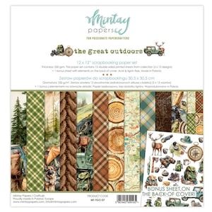 La collezione di scrapbooking Great Outdoors di Mintay, campeggio, foresta esplora la fauna selvatica per lavoretti con la carta e decorazioni per la casa, creazione di cartoline per album fai-da-te
