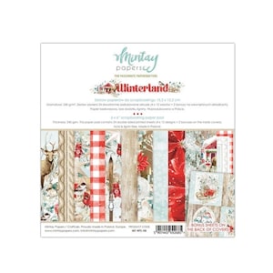 Scrapbooking Collection Kit Winterland by Mintay Papers- Choose 12x12'', 6x6" Double sided and Chipboard Die cut Elements, Christmas Crafts
