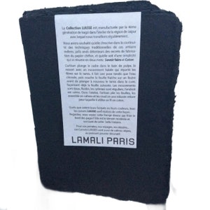 Stor handgjord konstjournal med svarta sidor, Lamali Liasse Noir bomullsskissbok, unik ekopresent till konstnär 7,5" x 10" tom bok bild 2