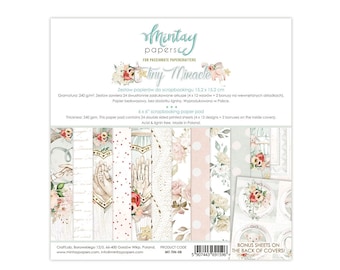 Tiny Miracle Baby Scrapbooking Collection by Mintay Papers, Newborn DIY cards album milestones neutral double sided paper, Paper crafts kit