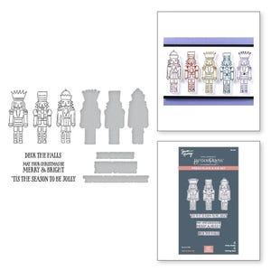Spellbinders Nutcracker trio Press plate & Metal Die Cutting Set, Letterpress DIY Tradicional Natal Soldado Papel Artesanal Sentimento Selos