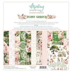 Peony Garden Scrapbooking Collection Kit by Mintay Papers, Vintage Romantic Paper Crafts, DIY Album supplies junk journal embellishments kit