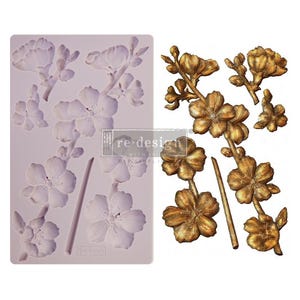 Botanical Blossoms Vintage Art Decor Mould by Prima Re-Design, Mold for Clay, Resin, Soap, Cake decor Food safe, Furniture renovation