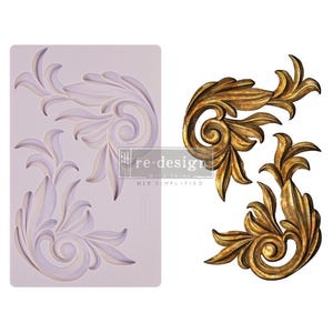 Antique Scrolls Vintage Art Decor Mould by Prima Re-Design, Mold for Clay, Resin, Soap, Cake decor Food safe, Furniture renovation recycle