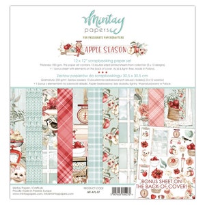 Kit de collection scrapbooking Apple Season de Mintay Papers, travaux manuels d'automne en papier recto-verso bleu sarcelle, album de cartes à faire soi-même, récolte florale d'animaux de compagnie d'automne