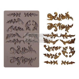 Delicate Flora Vintage Art Decor Mould by Prima Re-Design, Mold for Clay, Resin, Soap, Cake decor Food safe, Furniture renovation recycle