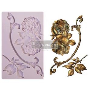 Victorian Rose Vintage Art Decor Mould by Prima Re-Design, Mold for Clay, Resin, Soap, Cake decor Food safe, Furniture renovation recycle