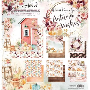 Colección de álbumes de recortes Autumn Wishes de Memory Place, papel de diseño kawaii para manualidades de papel, tarjetas, kit de álbum, kit de papelería japonesa