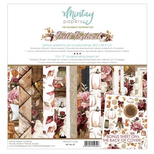 Collezione di scrapbooking Fall Festival di Mintay Papers 12''x12'', blocco da 6"x6" bifacciale, adesivi con elementi in cartone, collage floreale autunnale