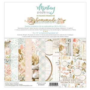 Homemade Scrapbooking Collection by Mintay Papers 12''x12'', 6"x6" Pad Double sided, Chipboard Element Stickers, vintage romantic collage