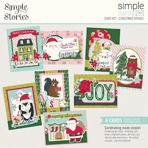 Holly Days Christmas Wishes Simple Stories Card Kit, Kit per la creazione di biglietti con istruzioni, Biglietti di auguri fai da te, Regalo per creativi, Lavoretti per bambini