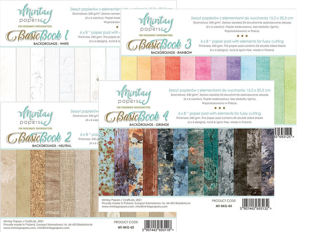  Rainbow - Patterned Cardstock Paper Pad - Double Sided -  6x8 - 40 Sheets