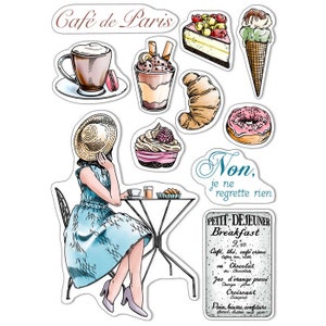 Français Cafe Clear Stamp Sets pour l’artisanat en papier, Ciao Bella Notre Vie Scrapbooking Collection Stamp Sets, Tampons photopolymères pour décor DIY