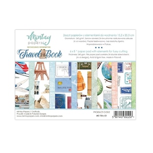 Elementy papieru podróżnego, Mintay Fussy Cutting Book do scrapbookingu, tworzenia kartek i sztuki papierniczej, DIY Fuzzy Cutting ozdoby do scrapbookingu