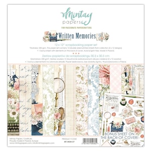 Collection de scrapbooking Written Memories par Mintay, papier romantique recto-verso et éléments découpés, papier pour bricolage, fournitures pour album de cartes
